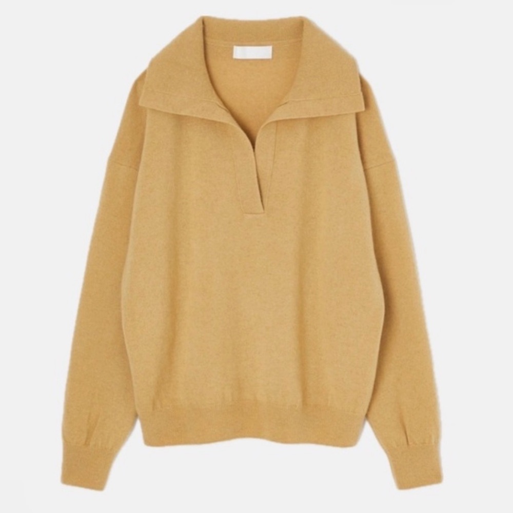 Moussy Vintage Golden Tan Cashmere Blend collared Polo Sweater
